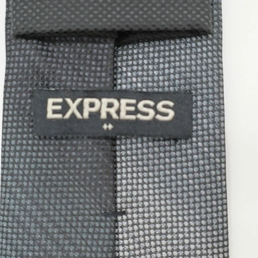 Express Gradient Gray Check Woven‎ Polyester Skinng Tie